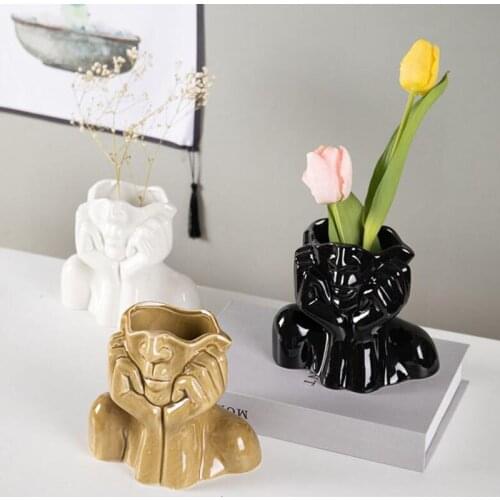 Ceramics Vase Home Decor Statue Flowers Vases Sculpture Living Room Decoration Room Decor Modern Wedding Decor Flower Pots