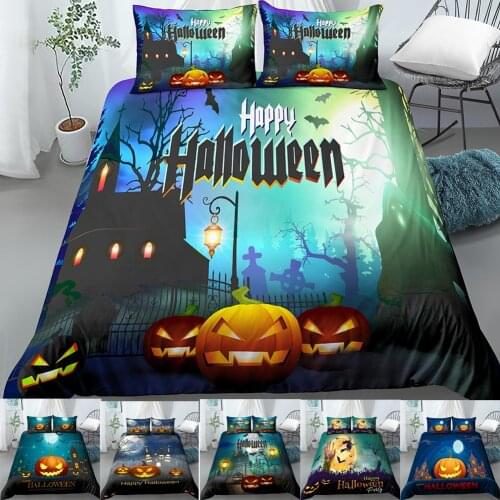 3D Halloween Bedding Set Duvet Cover with Pillowcase Shame Twin Double Kids Polyester Comforter Cover Queen King Size for Adult