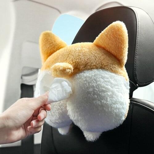 Corgi Butt Cat Car Tissue Holder Napkin Box Vehicle Backseat Tissue Case Holder for Home Car Bathroom F-Best