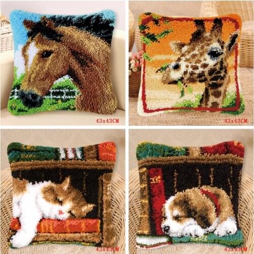Cat Carpet Embroidery Pillow Foamiran For Needlework Kit knooppakket kussen Smyrna knoop kussen pakket Cushion Button Package