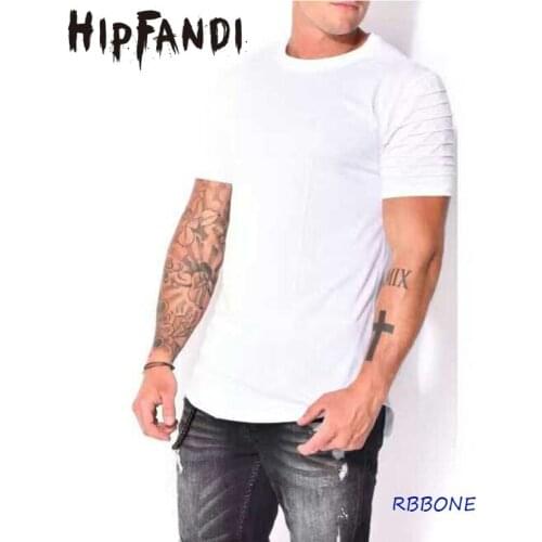 HIPFANDI 2020 Summer Cool Hem Open Extend Short T-shirt Men Fashion Biker T-Shirt Tyga Kanye West Extended Hip-hop T-Shirt
