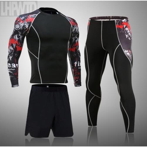 Mens Compression Sportswear Suits Gym Tights Training Clothes Workout Jogging Sports Set Running Rashguard Tracksuit For Men