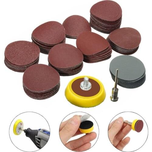 100Pcs 1" 25mm Sandpaper Disc 80/120/140/400/600/1000/1500/3000/5000 Grit + Hook Loop Backer Plate Sanding Pad With 50x3mm Shank