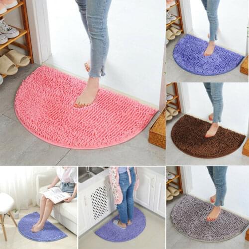 New 40*60CM Non-slip Half Moon Round Semi Circle Machine Washable Kitchen Rubber Back Mat Bathroom Rug