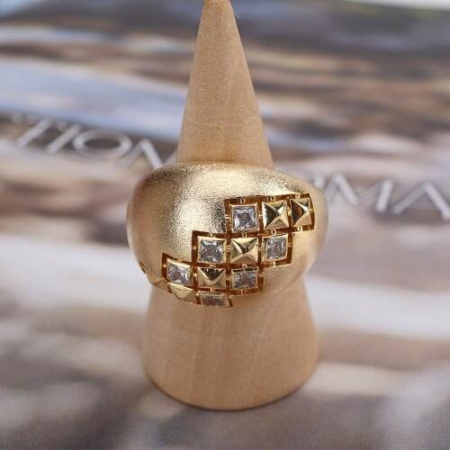 TIRIM New 2022 Retro Style Metal Wide Women Rings AAA Cubic Zirconia Ring Girl Engagement Party Geometric Jewelry High Quality