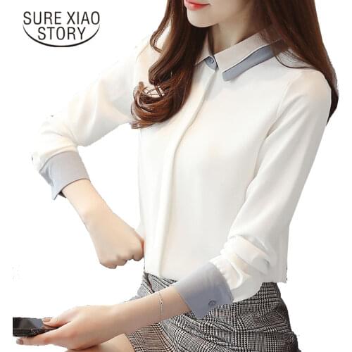 New arrived 2021 spring chiffon blouse female long sleeved casual shirt office lady fashion solid slim bottoming d303 30