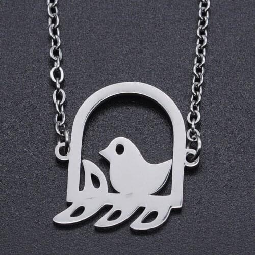 Bird Cage Stainless Steel Charm Necklace for Women Dainty Steel Necklaces Wholesale Fashion Jewelry Necklaces Accept OEM Order