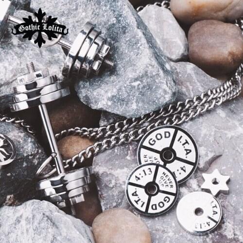 Dumbbell Splicing pendant necklaces Mens stainless steel fitness barbell Removal jewelry mygrillz