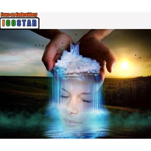 Full Round Diamond embroidery Cross stitch people Full Square Diamond painting Waterfall Beauty DIY 3D Diamond mosaic hand