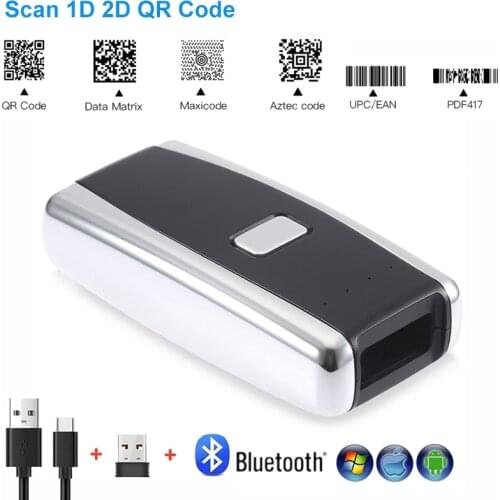 Portable Pocket Wireless 2D Scanner QR Code Reader Bluetooth 2D Barcode Scanner For Android IOS Scanner Barcod Handheld