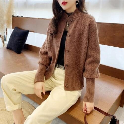 Sweater Jacket Women Loose Autumn and Winter New Korean Style Short All-Match Blouse Knitted Cardigan Sweater