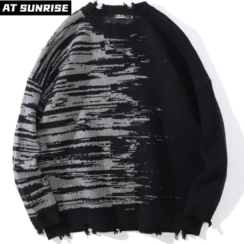 Men Women Hip Hop Streetwear Harajuku Sweater Couples Retro Illusion Print Sweater Knitted Sweater winter Cotton Pullover Unisex