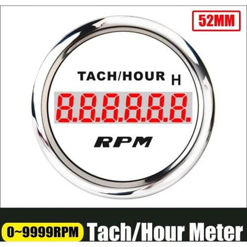 Digital 0-9999RPM / 0-99999.9H Tach/Hour Meter 52mm Red Backlit Tachometer Time Gauges Fit For Auto Car Marine Motorcycle 9-32V
