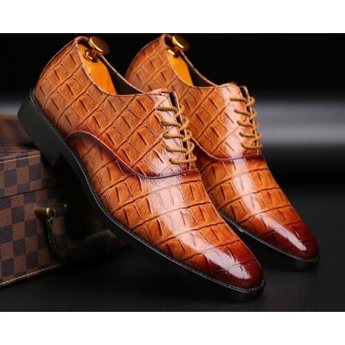 Men Formal Shoes Office Social Designer Mens Crocodile Genuine Leather Wedding Luxury Elegant Male Business Dress Shoes