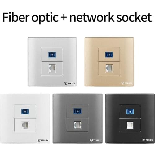 Teriux 86 type twin outlet Wall socket universal fiber optic network built-in socket electrical outlet