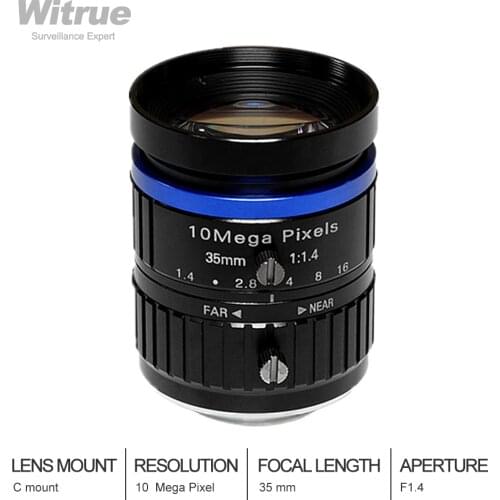 Witrue HD 10 Mega Pixel 35mm CCTV lens C Mount F1.4 IR 1" for Security Camera IP Surveillance Cameras