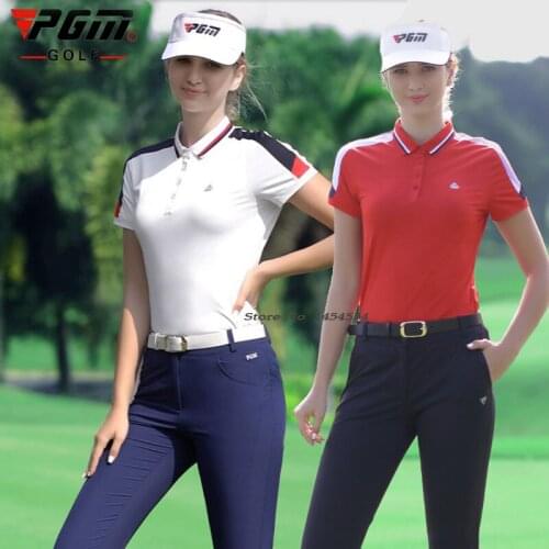 PGM Golf Womens Clothing Spring Summer Short Sleeve T Shirts Sports Wear Trousers Breathable Anti-Pilling Lady Pants