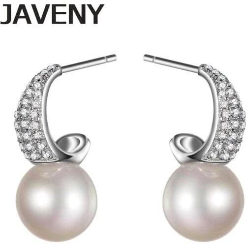 925 Silver Fine Jewelry CZ Cubic Zirconia Stud Wedding Bridal Pearl Earrings for Women Birthday Christmas Valentines Day Gifts