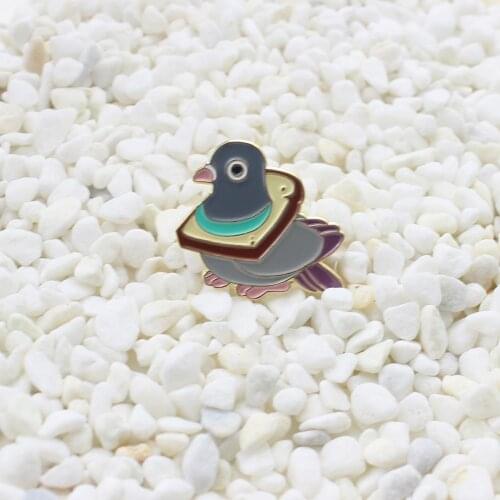 Unisex Cartoon Dove Bread Enamel Brooch Pin Badge Lapel Jacket Clothes Decor Brooch Pins Gifts Rhinestone Jewelry For Women