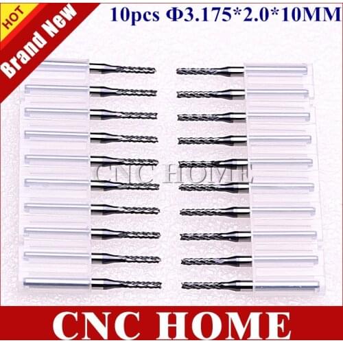 10pcs 2mm Import Carbide PCB CNC End Mill Hard Nano Coating CNC Router Bits Corn Rotary Burrs Milling Cutter for Cut & Drill