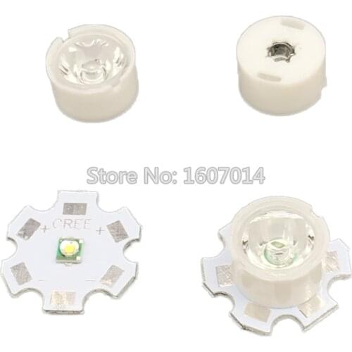 200pcs Cree LED Lens 10 30 45 60 90 Degree 13mm mini lens XPE XPG XTE 3535 3030 Emitter Plano Reflector Collimator With Holder