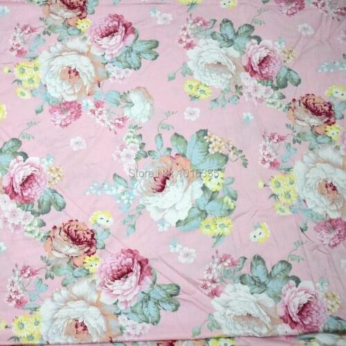 2016 Big Pink rose printed 100% cotton twill fabric diy handmade patchwork cotton cloth home textile Free shipping