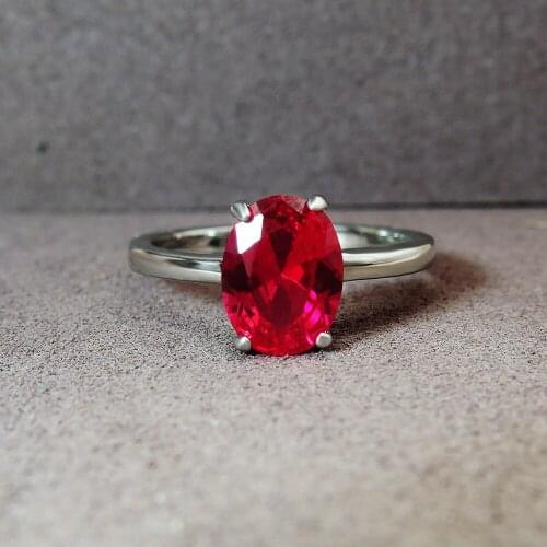 2020 Fashion And Simple 6*8MM 1.5CT Oval Cut Ruby Sapphire For Women Rings Wedding Festival Birthday Fine Jewelry Gifts