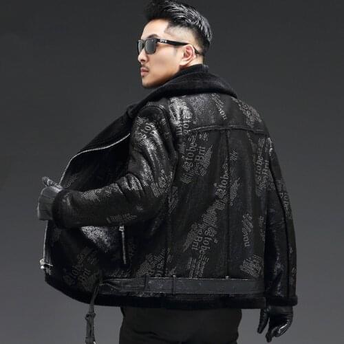 2020 New Genuine Leather Jacket Men Winter Sheep Shearling Jacket Warm Leather Coat Real Wool Fur Lining 19-3701 KJ3287