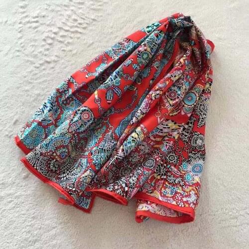 2021 new arrival spring summer classic 100% pure silk scarf twill hand made roll 90*90 cm shawl wrap for women lady gift