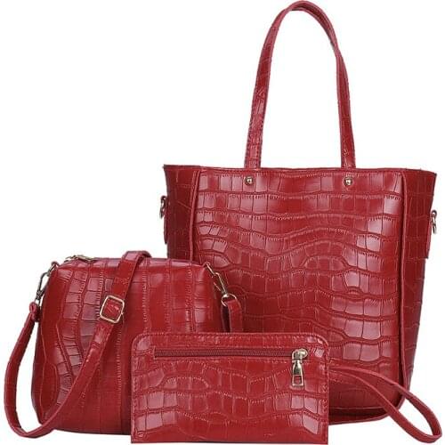 3pcs/set Alligator Pattern Shoulder Handbags Clutch Leather Women Card Bags Handbag Shoulder Bags Solid Color Bag Dropshipping