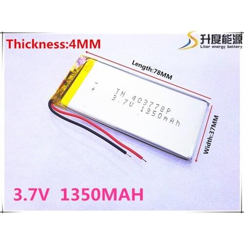 Free shipping Polymer battery 1350mah 3.7 V 403778 smart home MP3 speakers Li-ion battery for dvr,GPS,mp3,mp4,cell phone,speaker