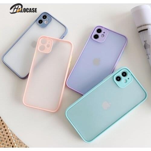 Luxury Contrast Color Phone Case for Iphone 12 11 Pro Max XR X XS MAX 8 7 6 6S Plus SE2020 Frame Matte Hard PC Protective Cover