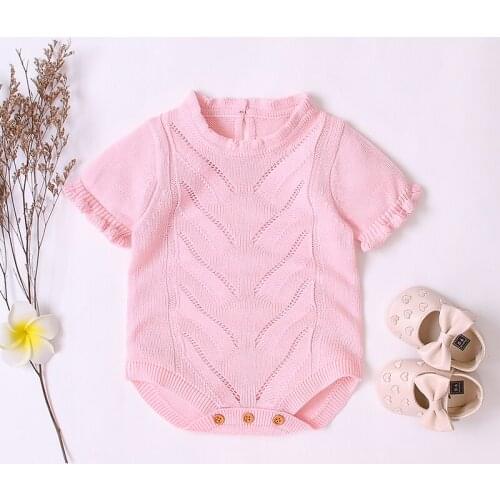 Infant Baby Girl Short Sleeve Romper Baby Knitting Rompers Cute Newborn Overalls Baby Girls Clothes Romper
