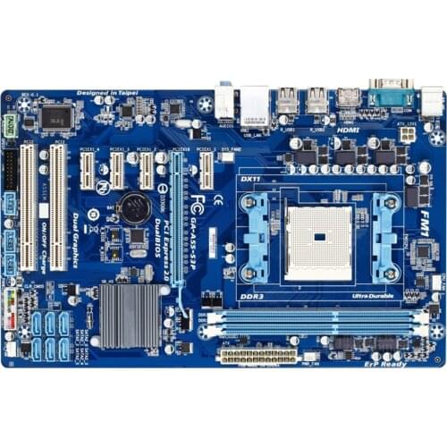For GIGABYTE GA-A55-S3P Desktop Motherboard A75 Socket FM1 For A8 A6 A4 E2 32G ATX Original A55-S3P Used Mainboard