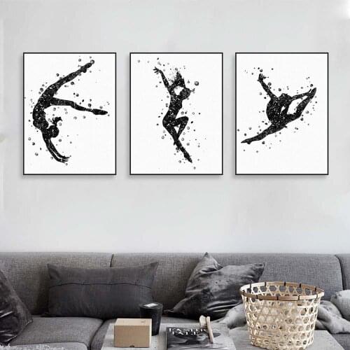 Gymnastics Self Adhesive Wall Stickers Abstract Beautiful Girl Room Picture Wall Art Print Poster Home Decoration Room Decor