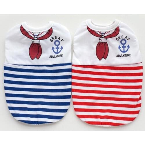 IERKOU Summer Breathable Puppy Dog Cat Clothes Navy Pet Clothing Outfit Supplies for Small Dogs Pattern Printed Dog Vest Shirt