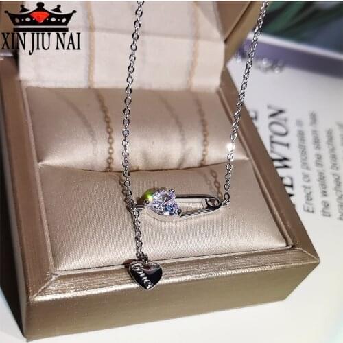Korea ins cold wind zircon small pin simple fashion designer style necklace female clavicle chain women high-end jewelry gift