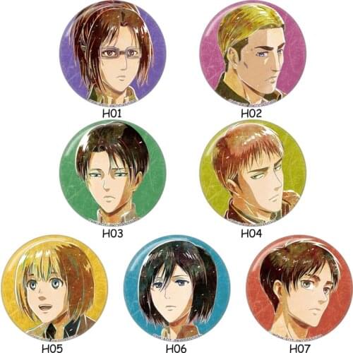 Attack on Titan Anime Badge Erwin Smith Eren Levi Armin Arlelt Zoe Hange Hans Jean Kirstein Metal Badge Brooch Pins