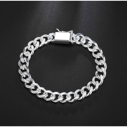 Charm classic 10MM Domineering geometry chain 925 sterling silver Bracelets for man Wedding party Christmas Gift fashion Jewelry
