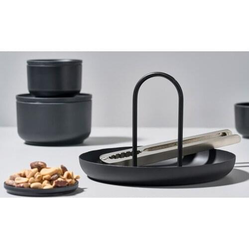 Desktop Storage Tray Nordic Plastic Round Jewelry Trays Living Room Kitchen Table Meal Snack Tray Plate with Handle Home Decor