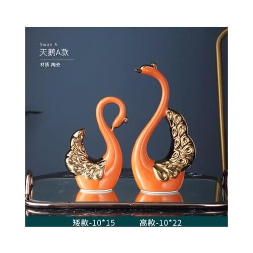 NORDIC CREATIVITY CERAMICS SIMULATION ANIMAL SCULPTURE ABSTRACT SWAN LOVERS MARRY CRAFTS FURNISHINGS MODERN HOME DECORATION