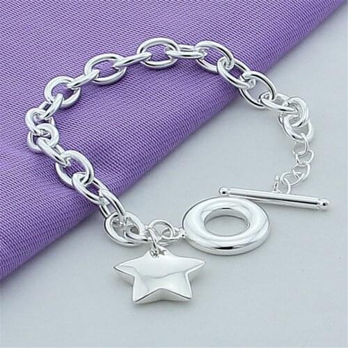 NEW 925 Silver Delicate Solid Star TO-clasp Bracelet For Women Wedding Engagement Birthday Anniversary Fashion Jewelry