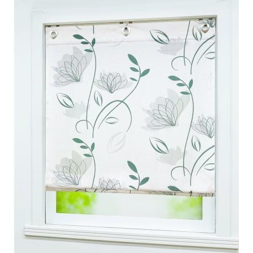 Pastoral Roman Curtain Lotus Tulle Curtains For the Kitchen Living Room Sheer Window Voile Screening Panel with U-Shape Hooks