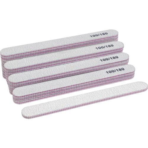 100Pcs/lot Nail Art Files 100/180 Grey Strong Sandpaper UV Gel Nail Polish Polishing Buffer Pedicure Manicure Buffering Supplies