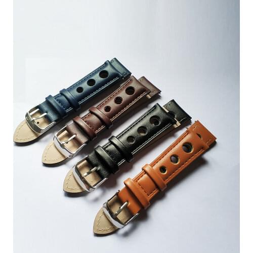 Watch Strap Band Genuine Leather 18mm 20mm 22mm Watchbands Black Brown Blue Men Bracelet Blet Accessories Steel Buckle KZ3H04