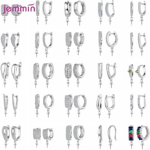 Wholesale Handmade 925 Sterling Silver Loop Earrings Connectors Charm Pendant Jewelry Making Findings Accessories DIY