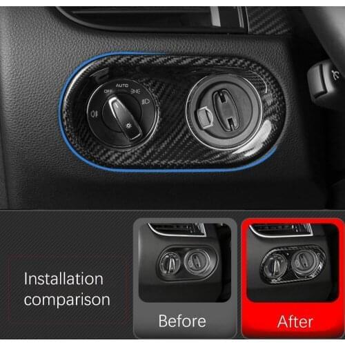 Carbon Fiber Style Car Headlight Switch Frame Decoration Trim For Porsche Macan 2014-2017 LHD ABS Interior Modified Accessories
