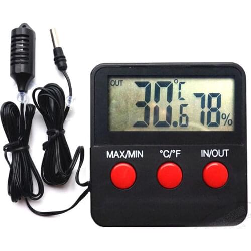 Double Probe Indoor and Outdoor Thermometer Hygrometer Thermohygrometer Greenhouse Breeding Household Incubator 74