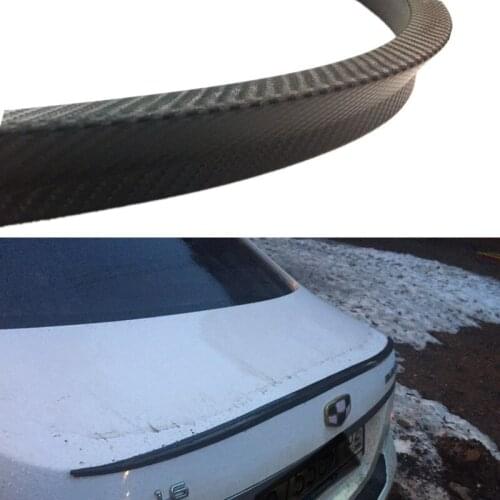 119cm Universal Carbon Fiber look Soft Car Rear Roof Trunk Spoiler Rear Wing Lip Trim Sticker