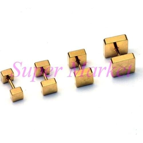 New Arrival Golden Earring Stud Piercing Mixed Size Barbell Cool 50pcs/lot Punk Style Jewelry 316L Stainless Steel Free Shippi